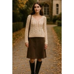 Abercrombie & Fitch Wool Blend Open Knit Sweater Coastal Grandma Fall Layer L